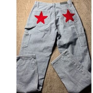 Carmar Stripe Carpenter Jeans Red Star Patch Distressed 24 Streetwear Grunge